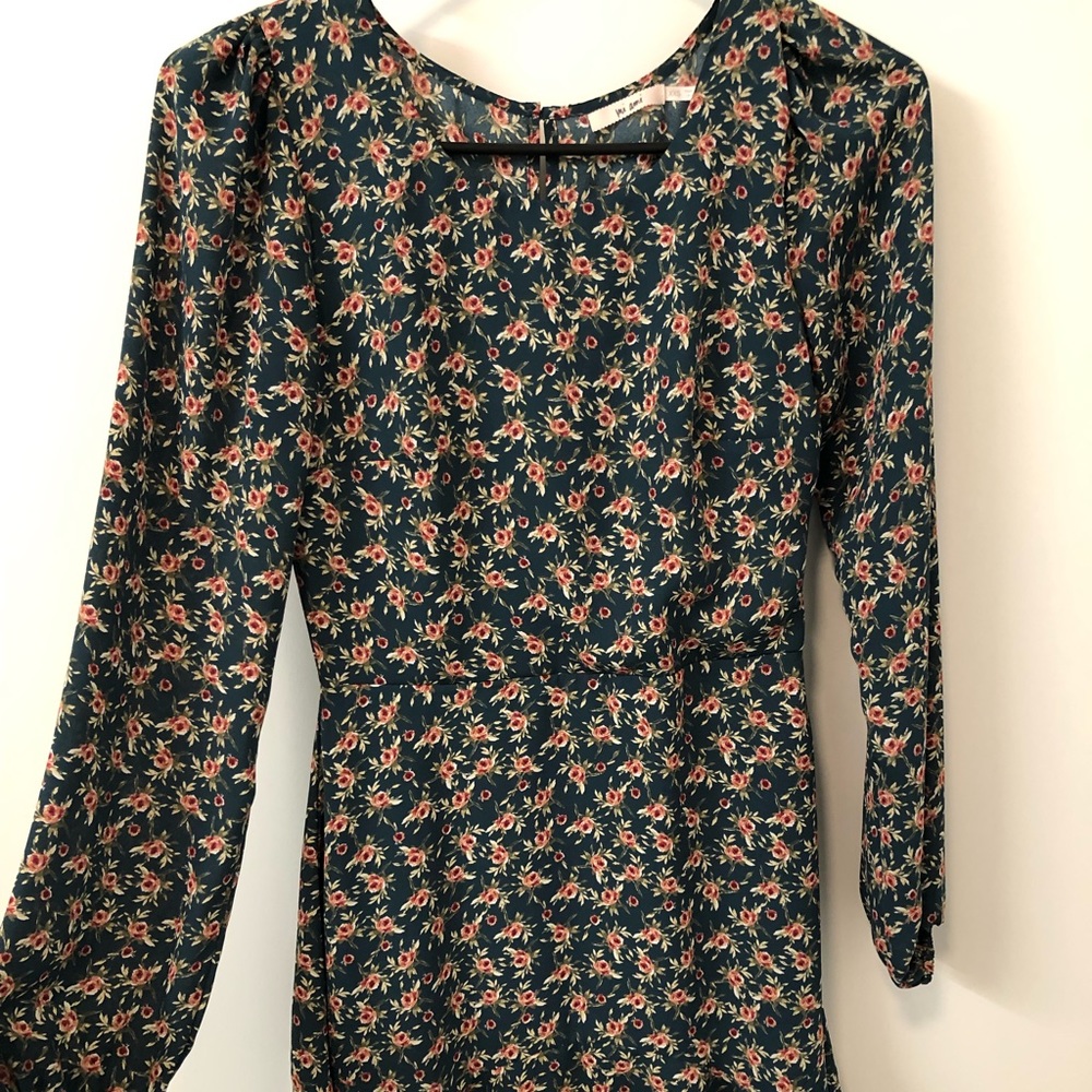 Mi Ami Green Minidress with Floral Print, XXS